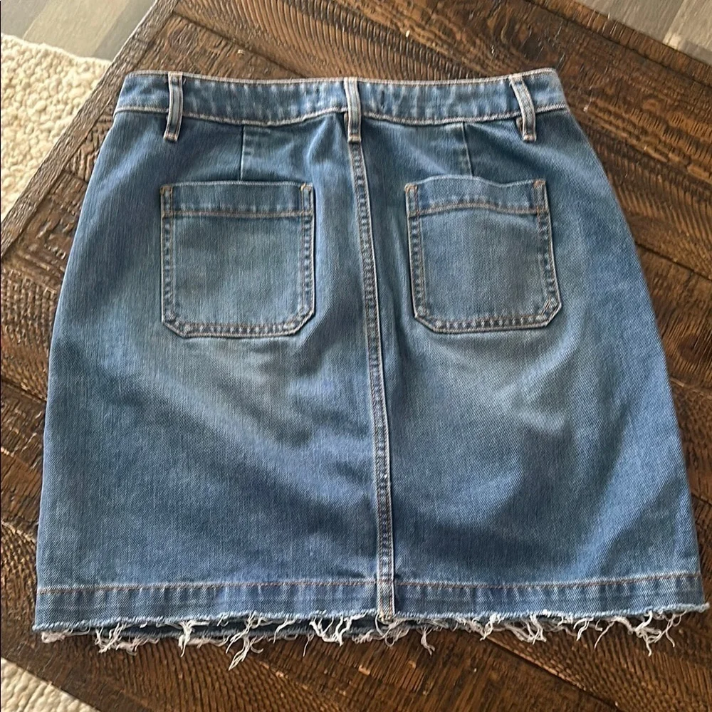 Ann Taylor Loft Denim Button-Front Skirt 100% cotton natural fibers